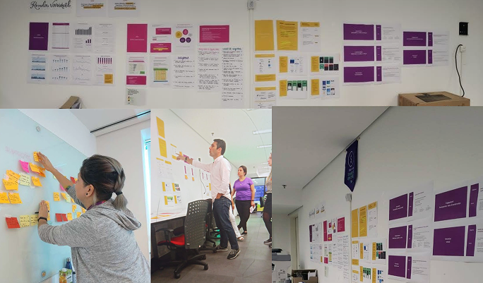 Registro visual do painel físico e do processo de descoberta no escritório